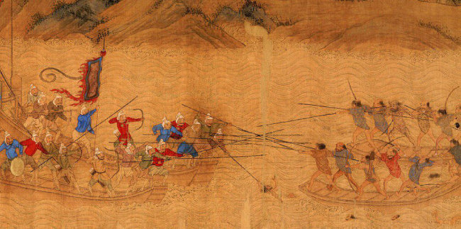 왜구의 침략을 그린 16세기 명나라 그림. 왜구는 한반도와 중국 해안에 출몰해 약탈을 일삼았다. [알마 제공]