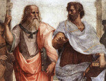 플라톤과 아리스토텔레스. (그림=라파엘 작 [아테네 학당 일부], 1509)