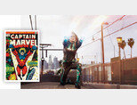 1973년 출간된 마블코믹스의 ‘캡틴 마블’ 표지(왼쪽)와 영화 ‘캡틴 마블’. 남자에서 여자로 바뀌었다. [위키피디아, 월트 디즈니 컴퍼니 코리아]