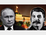 블라디미르 푸틴 러시아 대통령(왼쪽)과 이오시프 스탈린 전 소련 공산당 서기장. [The New European]