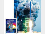 지난해 10월 21일 전남 고흥군 나로우주센터 제2발사대에서 발사된 한국형 발사체 누리호가 우주를 향해 날아가고 있다(오른쪽).
한화에어로스페이스가 제작한 누리호 75t 액체로켓 엔진. [사진 제공 · 한화그룹]