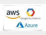 아마존웹서비스(AWS)와 구글 클라우드 플랫폼(GCP), MS의 클라우드 서비스 애저(Azure) 로고(왼쪽 위부터 시계 방향으로).