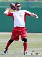 [포토] SK 용병 타자 스캇, ‘럭비 선수나 해볼까?’