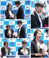 [동아포토]박지성-김민지 ‘알콩달콩 예쁜 커플’