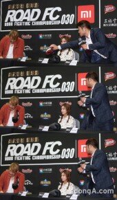 [동아포토]최홍만 분노 결정적 순간.. 권아솔 '글러브' 도발