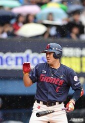 전준우, 비가 너무 많이 오는데요