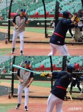 이승엽 감독, 강승호에게 직접 타격 지도~