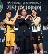 나윤정-김완수 감독-강이슬 ‘하트 KB스타즈’