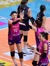 김연경, 연속 득점에 웃음꽃 활짝