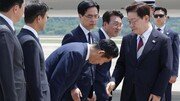 정청래 ‘90도 인사’… 굳은 표정 李 “수고했습니다”