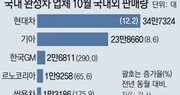 완성차 업체 5곳 10월 판매량 65만대… 작년보다 17% 늘어