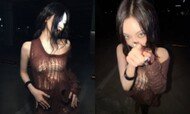 에스파 닝닝, 그물만 입은 줄…착시 의상 깜짝
