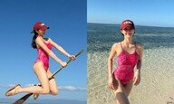 한그루 빗자루 타고 날아가겠네…군살 제로 수영복 자태