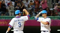 [한국 대만 야구 중계]오재원, 홈런 세리머니… 박찬호·이승엽 방송사 해설 나서
