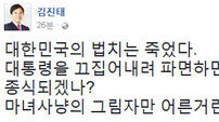 [속보] 김진태 “대한민국 법치는 죽었다. 마녀사냥의 그림자만 어른”