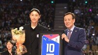 김연경, 은퇴 기념 액사 들고 [포토]