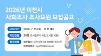 이천시, 사회조사 조사요원 20명 공개 모집…8월 11일까지 접수