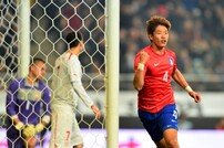 [포토] ‘한국 스위스 축구’ 홍정호, 헤딩슛으로 동점골 ‘주먹 불끈’