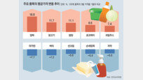 [그래픽 뉴스]양파-닭고기값 오르고 마가린-선크림 내려