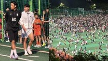 “손흥민 떴다!” 동네 축구장에 깜짝등장…순식간 2000명 몰려 경찰투입
