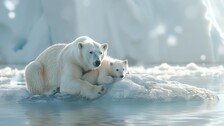 어미 잃은 아기곰 입양한 북극곰…눈밭 위의 ‘모성애’