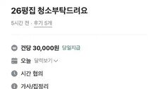 “26평 집 청소해줄 분”…일당 3만원 공고에 ‘노예 구인’ 논란