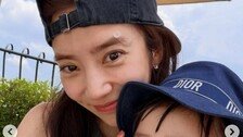 손담비, 출산 후에도 군살 없는 몸매…딸 명품 룩 입고 수영장 나들이