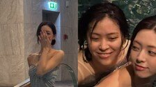 있지 유나, 수영복 입고 뽐낸 슬림 몸매…류진과 물놀이