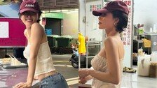 화사, 직각어깨에 볼륨감까지…튜브톱 입고 뽐낸 독보적 건강미