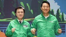 ‘국힘 빨강’ 대신 녹색 점퍼 입은 오세훈-김태흠
