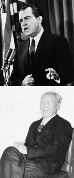 닉슨 전 미국 대통령(위)은 베트남전쟁 기간에 핵무기 사용을 반복적으로 언급하는 방식으로 ‘매드맨 전략’을 구사했다. 이승만 전 대통령이 6·25전쟁 기간에 구사한 ‘북진통일정책’도 일종의 매드맨 전략이다. Gettyimage, 동아DB