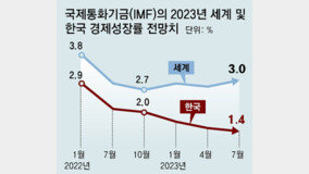 IMF, 한국 성장률전망 5연속 하향… 1.5 →1.4%