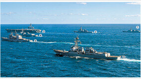 한미일, 김정은 핵협박 속 연합 해상훈련… 핵항모 칼빈슨 등 함정 9척 동원 역대 최대