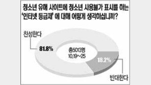 [네티즌의 생각]“인터넷 등급제 바람직” 81.8%