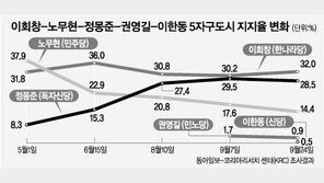 [여론조사/대선후보 지지도]호남서 鄭 36% 盧 30%