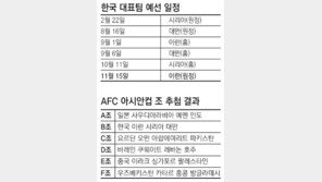 [대표팀]아시안컵축구 예선 일정 확정…한국-시리아 내달 첫경기