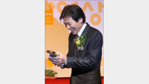 [포토] ‘국민배우’  안성기 트로피에  ‘활짝’