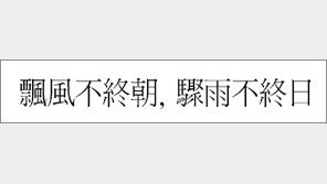 [한자 이야기]<461>飄風不終朝, 驟雨不終日