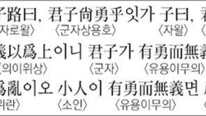 [한자 이야기]<888>子路曰, 君子尙勇乎잇가 子曰, 君子는…