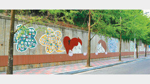 [강원]강릉 초당초교 인근 옹벽에 전교생이 그린 말풍선 장식