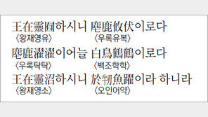 [한자 이야기]<968> 王在靈씢하시니 鹿攸伏이로다…