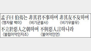 [한자 이야기]<1202>孟子曰伯夷는 非其君不事하며…