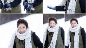 유호정, 새하얀 눈위 천사 미소 ‘방부제 미모 돋보여’