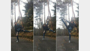 ‘낭랑18세’ 강지영, 점프 인증샷 ‘정말 잘 뛰네~’