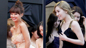 [포토] 효린 vs 태연, ‘매너손’ 대결…절묘한 노출 방지