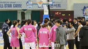 [포토] 여자농구선수들, 코트로 난입하다