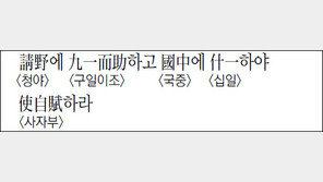 [한자 이야기]<1325>請野에 九一而助하고 國中에 什一하야 使自賦하라