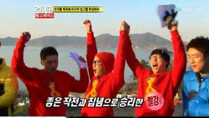 ‘런닝맨’ 유재석 활약으로 빨강팀 헬리콥터 타고 퇴근