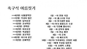 ‘축구식 이름짓기’ 등장, 이름짓기 열풍 스포츠까지?