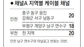 [인천/경기]채널A 지역별 케이블 채널